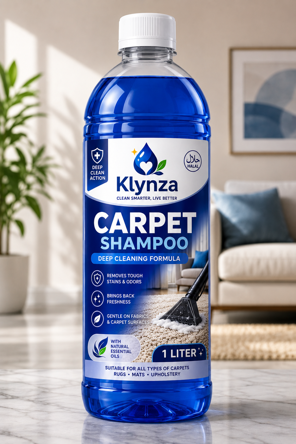 Klynza Carpet Shampoo 1 Litre – Deep Clean Carpet & Rug Cleaner