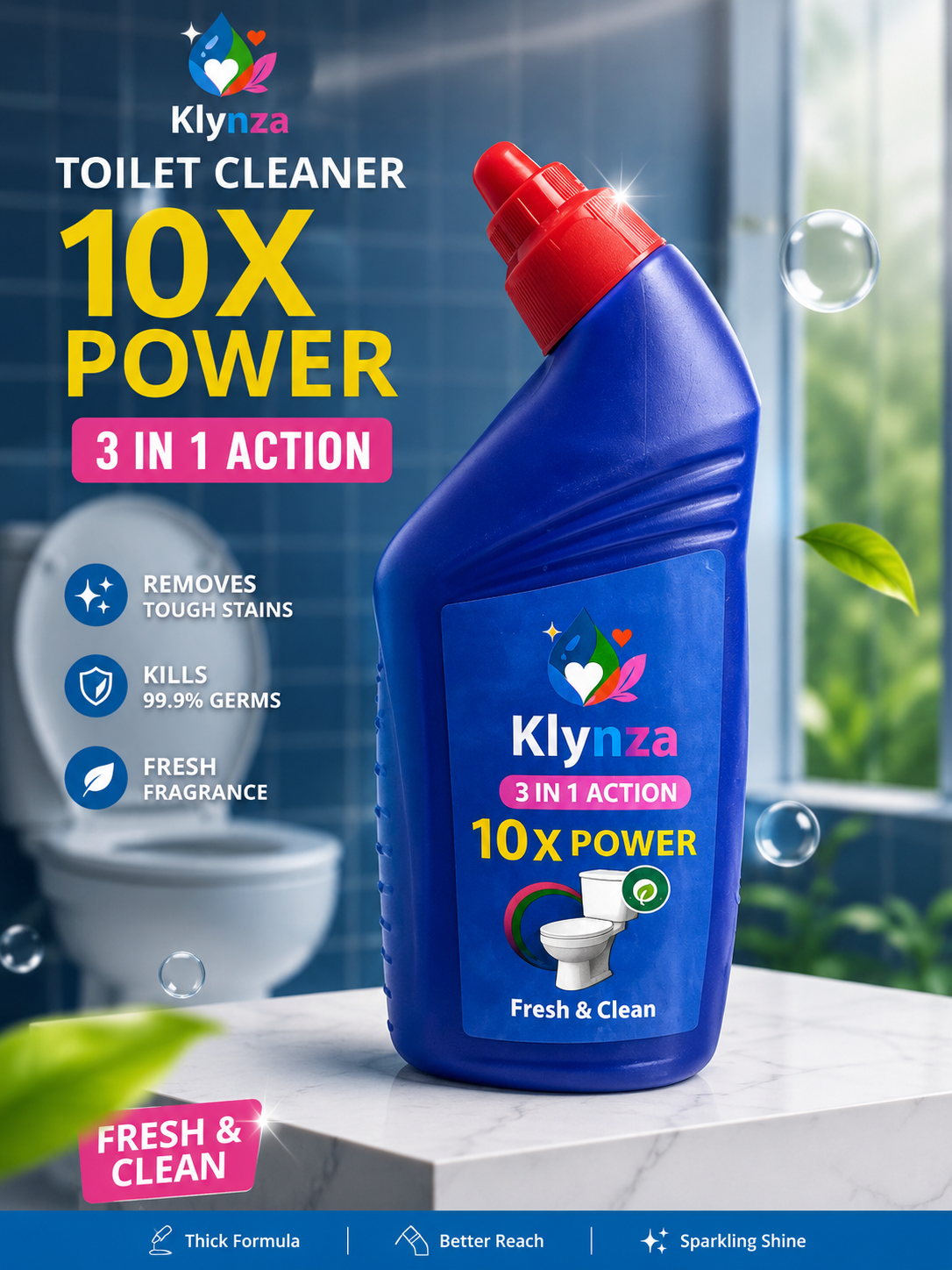 Klynza Bathroom Cleaner 500ml – 3-in-1 Fresh & Clean