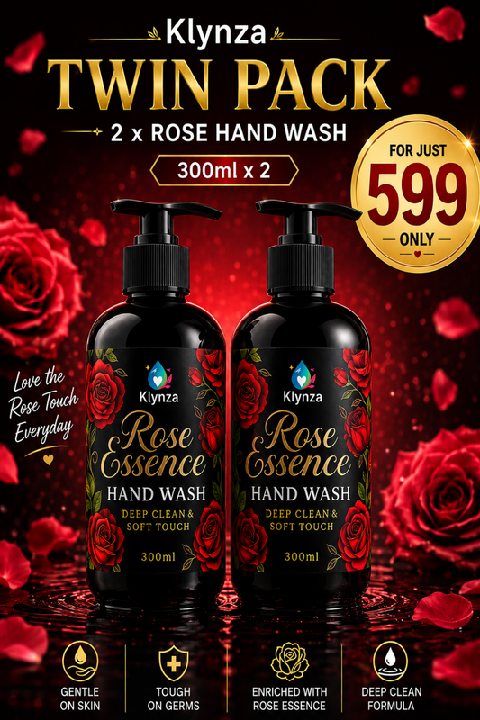Klynza Bathroom Hygiene Twin Pack – 2x Rose Hand Wash 300ml