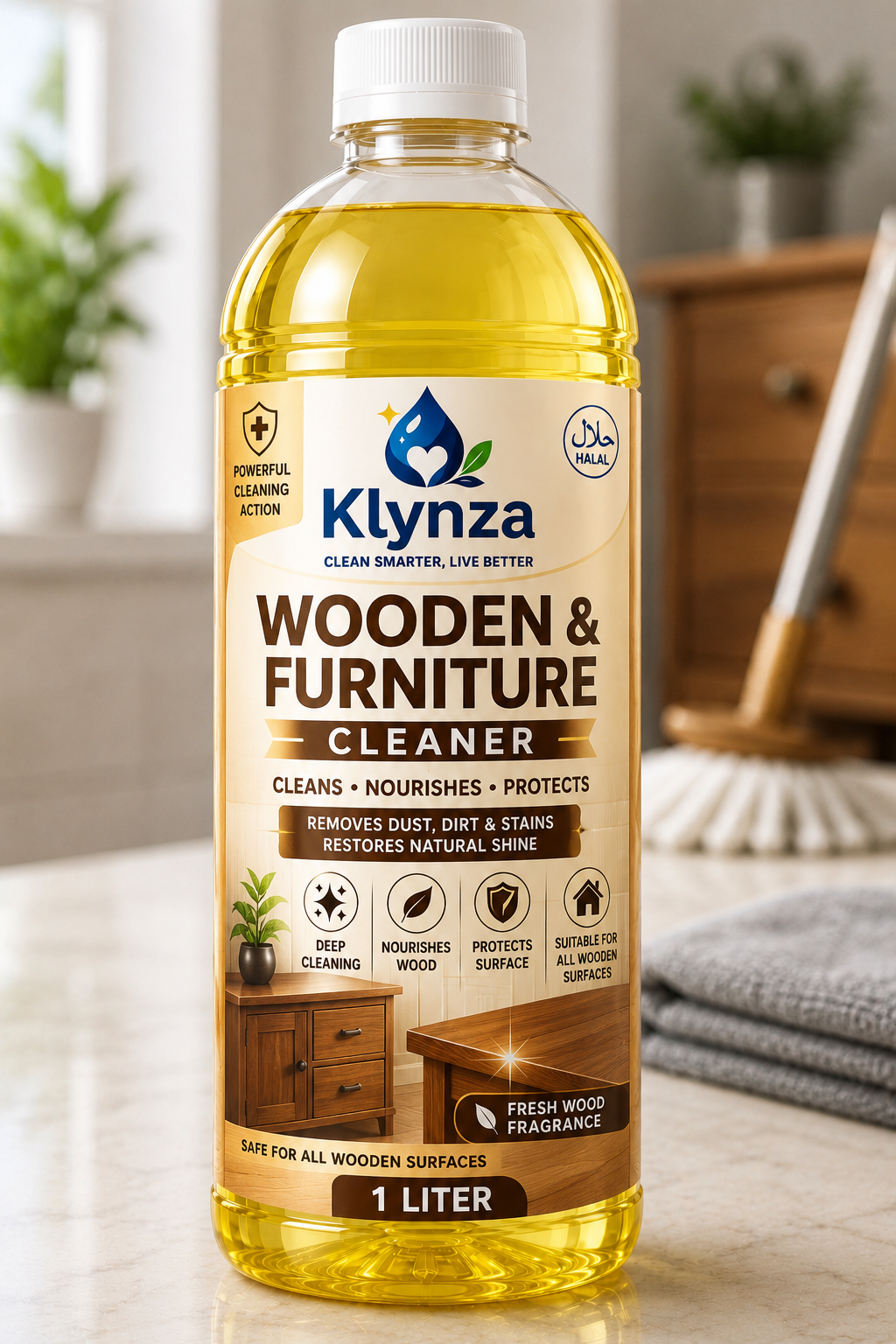 Klynza Wood & Furniture Cleaner 1 Litre – Clean & Polish for Wood Surfaces