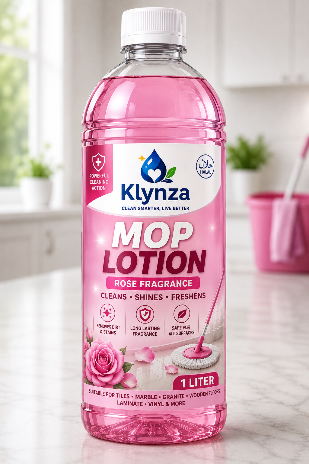 Klynza Mop Lotion – Rose (1 Litre)